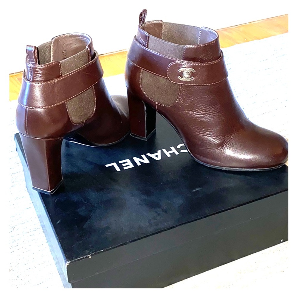Chanel Chocolate Brown Leather Booties